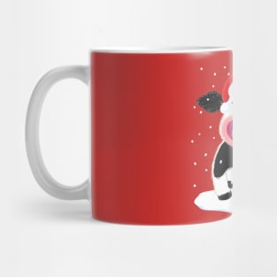 Happy Holstein Cow In The Christmas Snow Mug